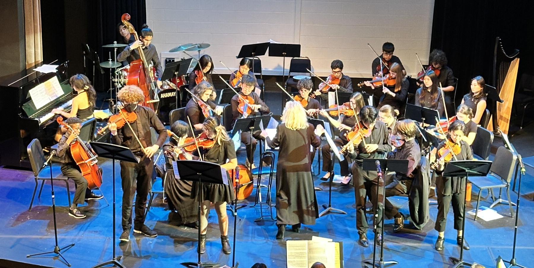 performance arts students on stage